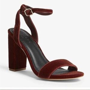 Sandro Adrienne red velvet block heel size 8